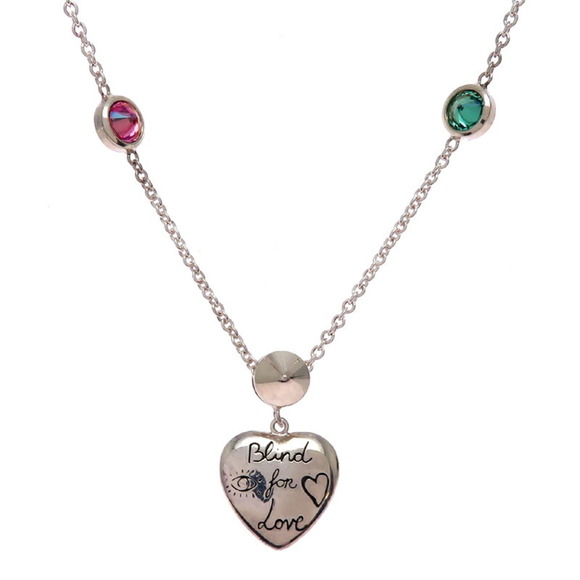 Gucci #SV925 Blind for Love Pendant Necklace Women in Silver 925